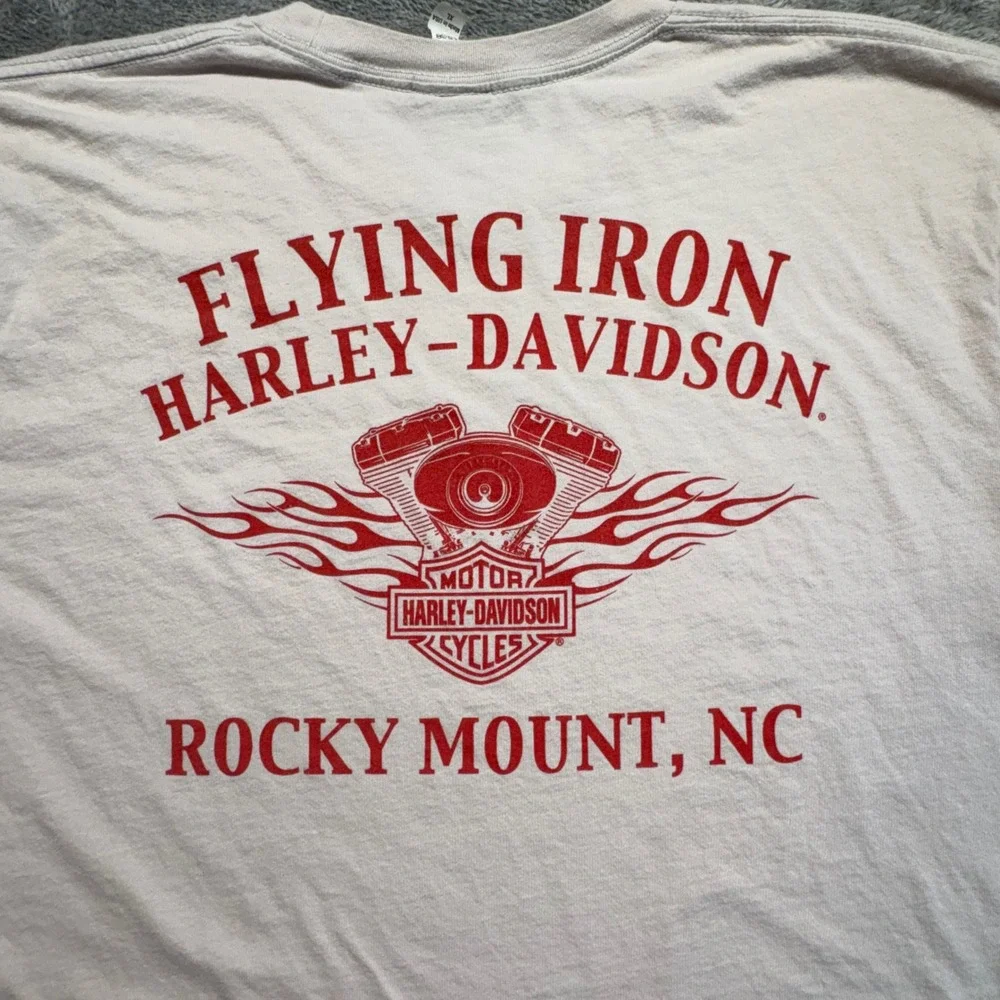 Harley-Davidson T-Shirt Mens XL‎ Tan Excellent Flying Iron Rocky Mount NC